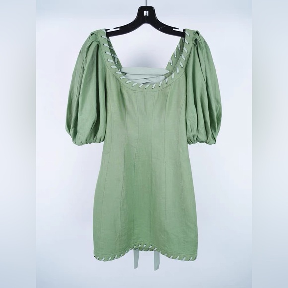 Zimmermann Olive Green Corset Back Tie 100% Linen Mini Dress Size 0 NWOT -  cruiseboatoman.com